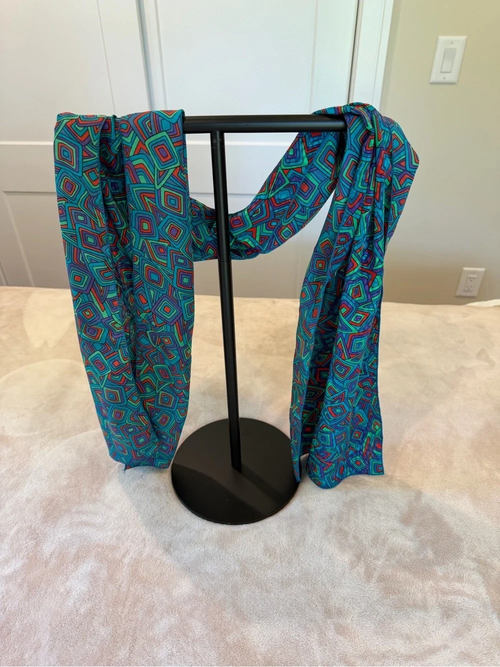 Vibrant Geometric Blue Teal Scarf